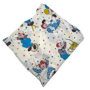 Vintage 80s Raggity Ann Flat Bed Sheet Textile Supply Upcycling Fabric